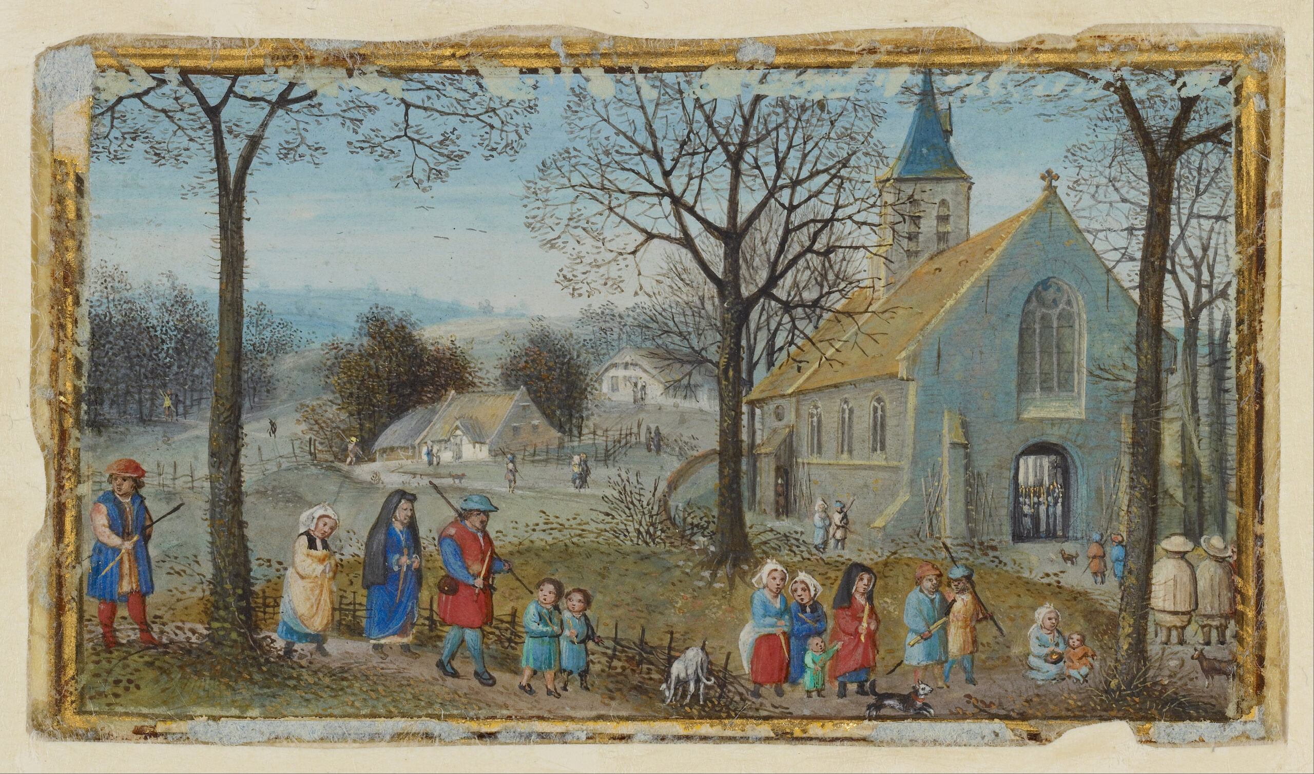 Simon Bening - Villagers on Their Way to Church - Google Art Project